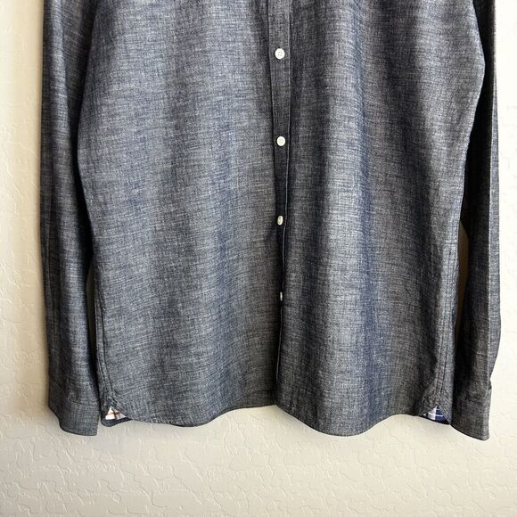 Fred Perry Button Down Shirt Men's Large Slim Fit Gray Plaid Check Collar Adult - Picture 4 of 10